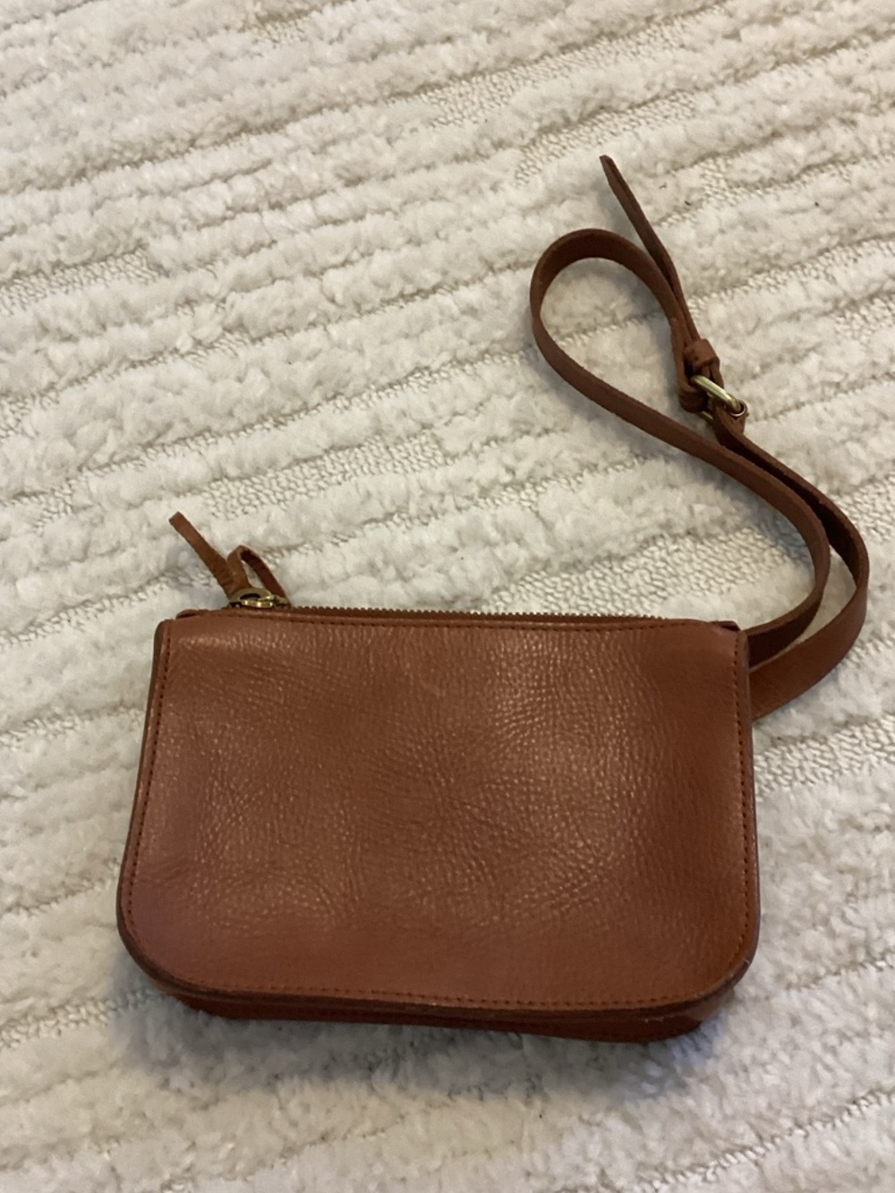 Madewell Cognac Leather Wristlet Crossbody